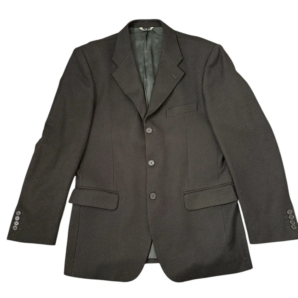 Homme Coture Men's Classic Line Super Lamb premium Black Blazer Made in Italy